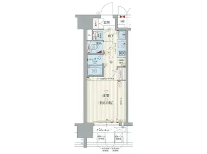 プレサンス上町台東平(1K/7階)の間取り写真