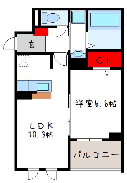 パイン山城(1LDK/2階)の間取り写真