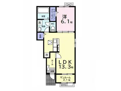 クレスト(1LDK/1階)の間取り写真