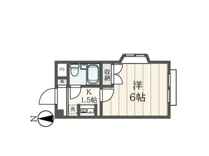 矢代コーポ(1K/1階)の間取り写真