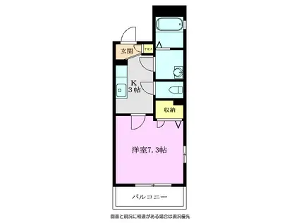 リーセントヒルズ I(1K/3階)の間取り写真