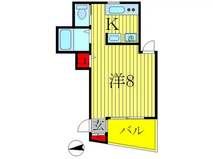 ヴィラカルディーノ(1K/3階)の間取り写真