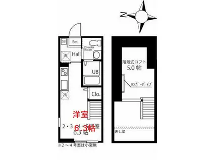 ハーミットクラブハウス西馬込II(ワンルーム/1階)の間取り写真