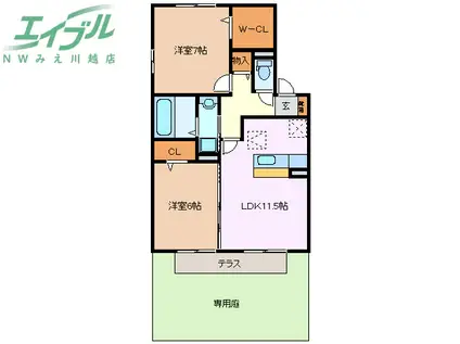 D-ROOM出来山(2LDK/1階)の間取り写真