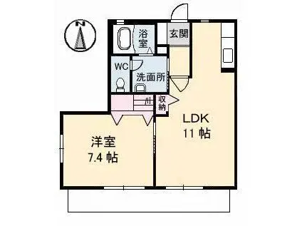 メゾン・アンジュB棟(1LDK/1階)の間取り写真