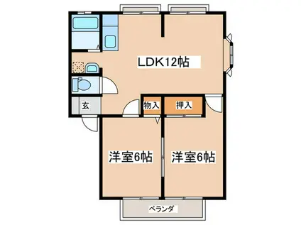 サンガーデン湘南B(2LDK/1階)の間取り写真