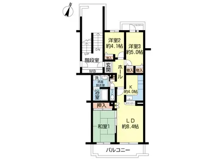 コーポレート鶴瀬(3LDK/2階)の間取り写真