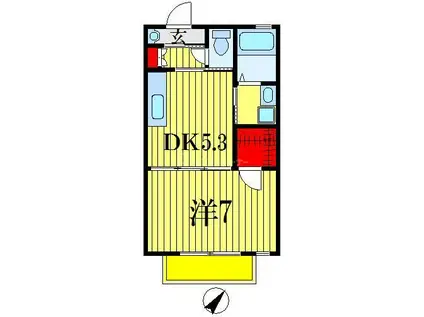 フォルスVIII(1DK/1階)の間取り写真