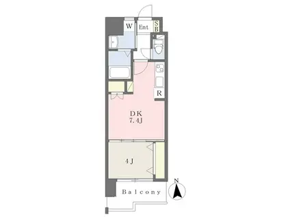 REGARIA KOKURAKITA CENTER PLACE(1DK/13階)の間取り写真