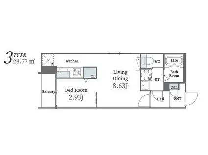 BRANCHE博多住吉(1LDK/5階)の間取り写真