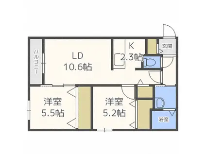 CITY RESIDENCE発寒(2LDK/4階)の間取り写真