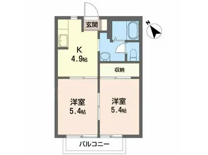 グランコート若木下 A(2K/2階)の間取り写真