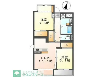 GRACIOUS VILLA(2LDK/2階)の間取り写真