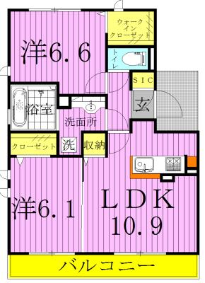 フラッツ酒井根II(2LDK/1階)の間取り写真
