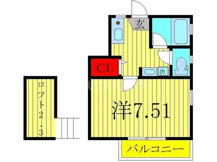 ミニフラット山崎II(1K/1階)の間取り写真