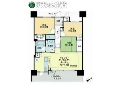 ゼルクコート安城(3LDK/8階)の間取り写真