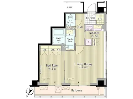 メルクマール京王笹塚レジデンス(1LDK/11階)の間取り写真