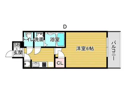 レジュールアッシュアーバンフロー(1K/6階)の間取り写真