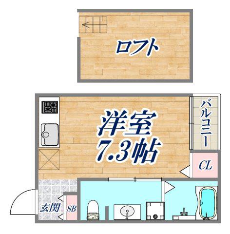 スムーノ垂水山手(ワンルーム/1階)の間取り写真