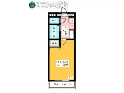 A・CITY今本町(1K/1階)の間取り写真