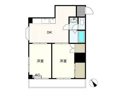 ビレッジハウス13(2DK/1階)の間取り写真