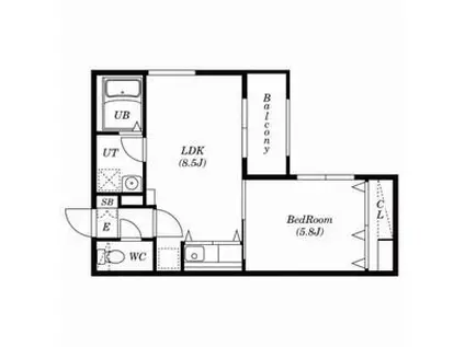 プロヴィデンス中の島(1LDK/1階)の間取り写真