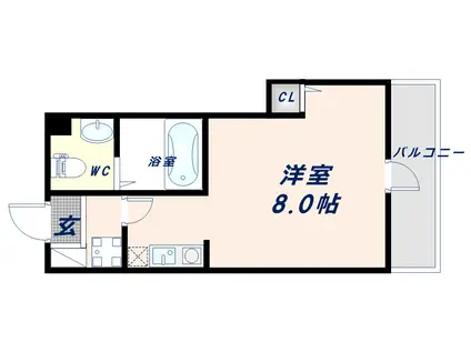 ピュアファーストナガセ(ワンルーム/2階)の間取り写真