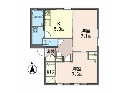 サニーハイツ・サチA・B(2K/1階)の間取り写真