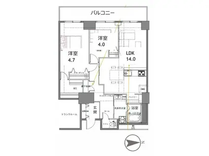 シティコート目黒IV(2SLDK/8階)の間取り写真