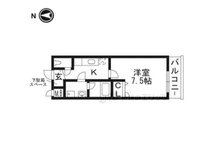 フジパレスタカシロI番館(1K/1階)の間取り写真