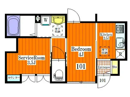 ベルリード南大塚(1SK/1階)の間取り写真