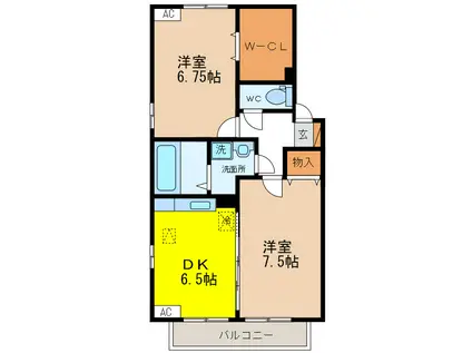 リビングタウン南塚(2DK/2階)の間取り写真