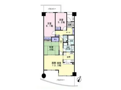 光明池アーバンライフ(3LDK/7階)の間取り写真