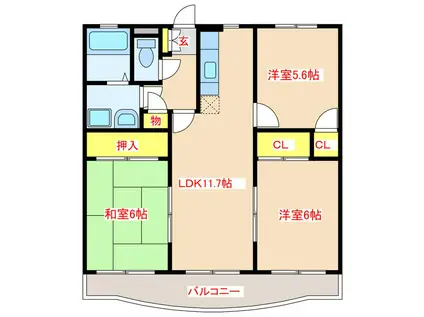 グランレーブ(3LDK/1階)の間取り写真