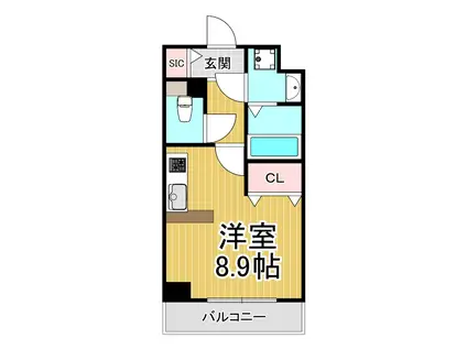 PASEO三軒寺通(1K/4階)の間取り写真