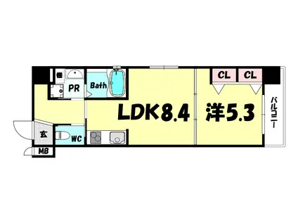 プリオーレ三宮(1LDK/8階)の間取り写真