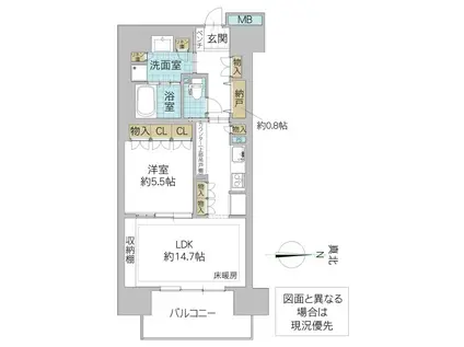 デュオセーヌ柏の葉キャンパス(1LDK/12階)の間取り写真