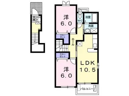 カーサグランデ1(2LDK/2階)の間取り写真