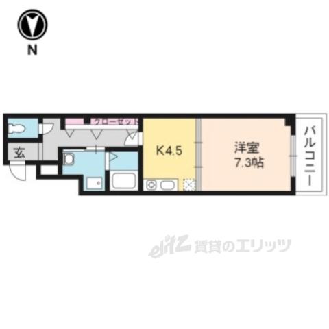 アイカーサ富小路(1DK/5階)の間取り写真
