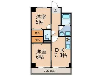 アキュラ灘(2DK/3階)の間取り写真