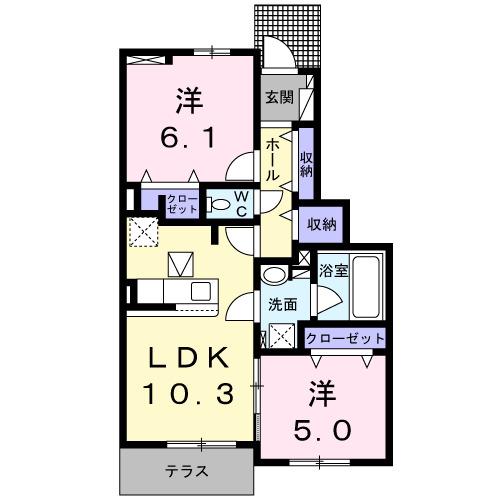 ハーベストコートC(3LDK/1階)の間取り写真