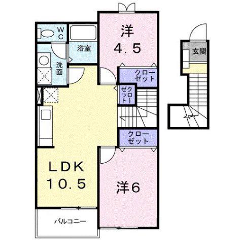 サンリットエアリー(2LDK/2階)の間取り写真