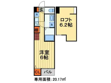 クレマチス本千葉(1K/1階)の間取り写真