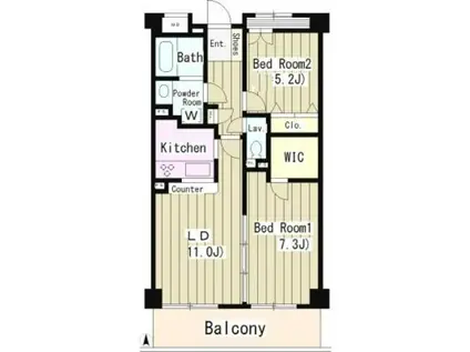 グリーンハウス高松(2LDK/2階)の間取り写真