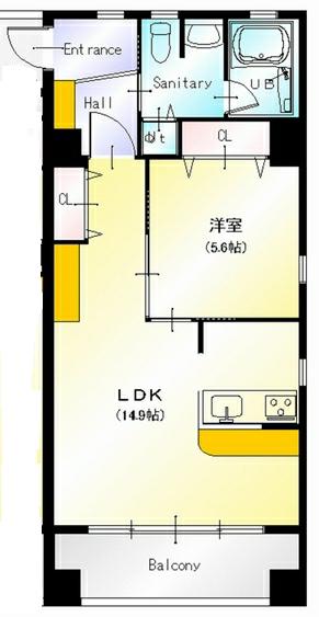 アザレアコート(1LDK/9階)の間取り写真
