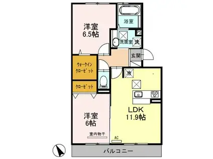 PRATO VERDE(2LDK/1階)の間取り写真