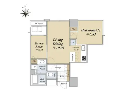 シティタワー西梅田(1SLDK/10階)の間取り写真