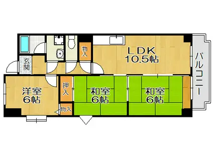 エクセルコート東園田(3LDK/4階)の間取り写真