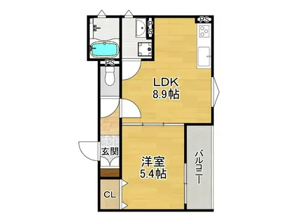 クリエオーレ出口(1LDK/1階)の間取り写真