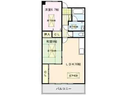 RENACE MITOU(2LDK/6階)の間取り写真